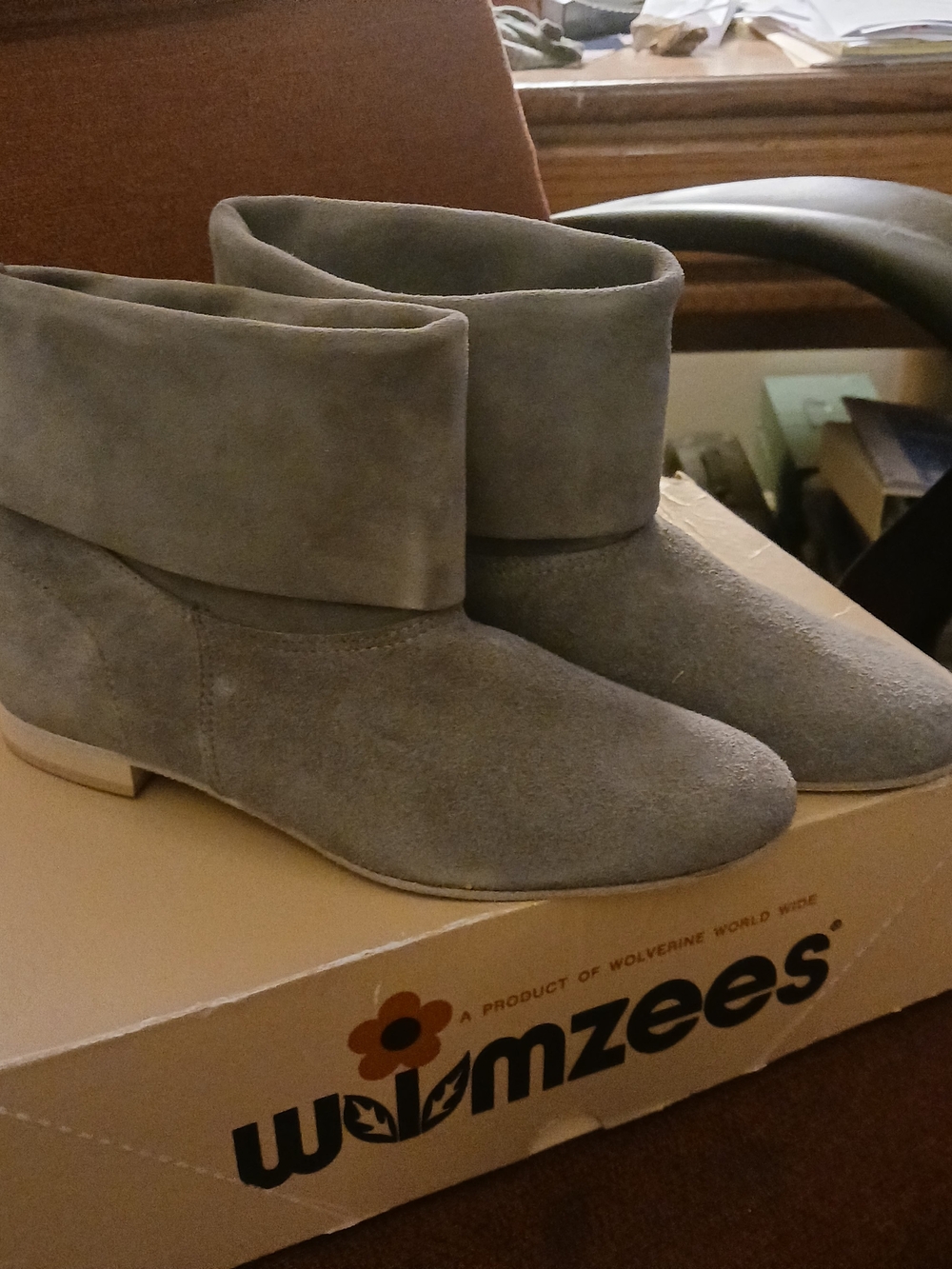 Woolrich Gray Suede Fold-Over Ankle Boots